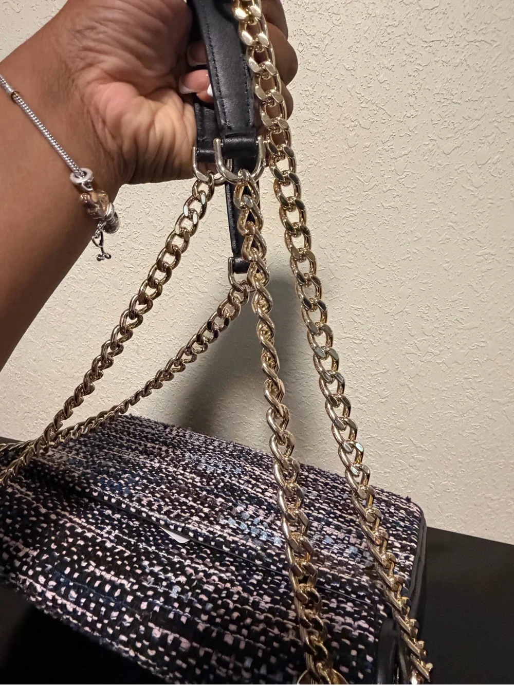 kate spade Woven Tweed Crossbody Bag in Black and Pink